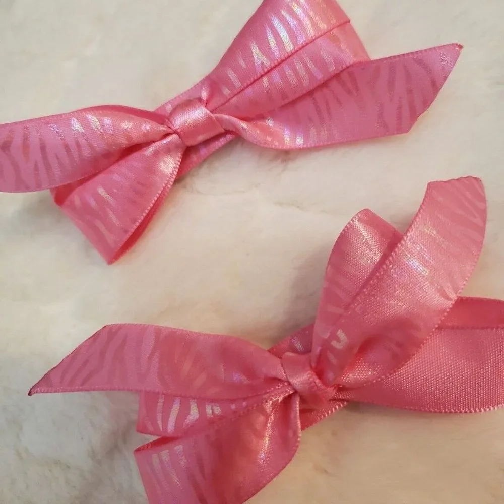 Pack of 3 Beautiful Handmade Girls Hair Bow Barrett Shimmer Pink Small/Medium